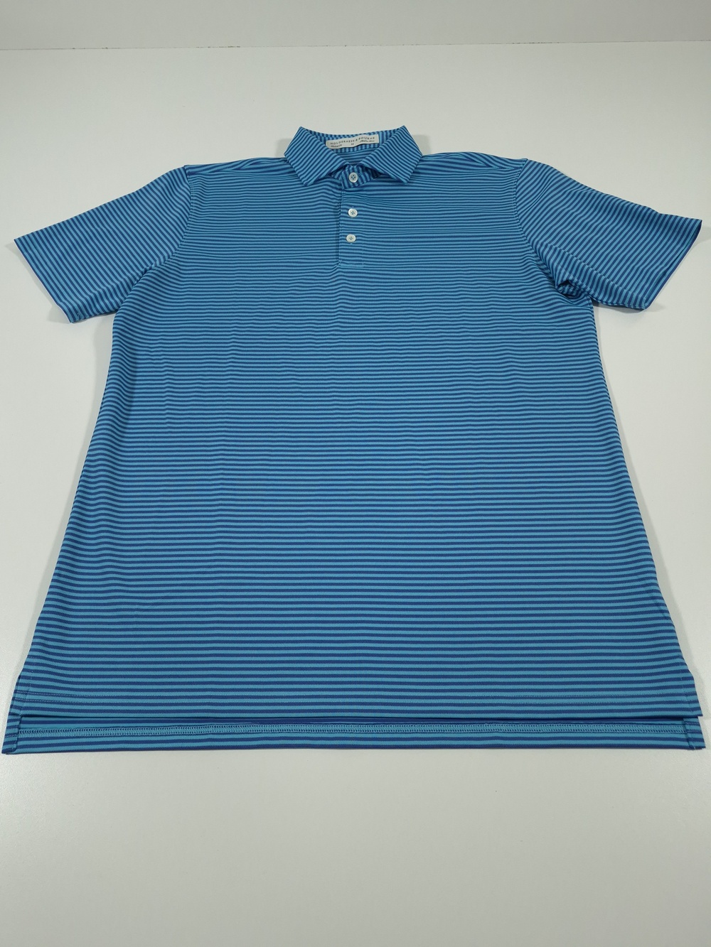 Holderness & Bourne Polo Shirt Mens M Blue Striped Maxwell Golf Stretch Jersey